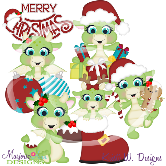 Christmas Dragons SVG Cutting Files Includes Clipart - Click Image to Close